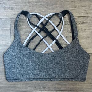 lululemon athletica Gray Sports Bra with Black and White Straps
